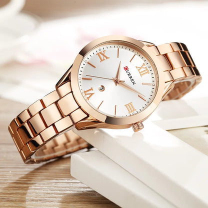 EleganceWatch: Relógio Feminino CURREN em Ouro e Aço