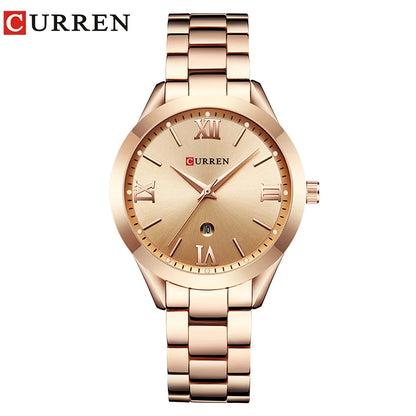 EleganceWatch: Relógio Feminino CURREN em Ouro e Aço